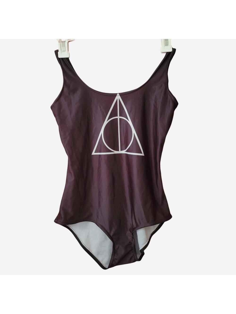 Women's Plum One-Piece Swimsuit with Geometric Print